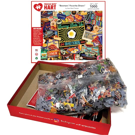Hart Puzzles Boomers' Favorite Diners by Kate Ward Thacker 1,000 Piece Jigsaw Puzzle
